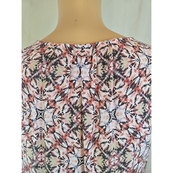 Liverpool S Sleeveless V-Neck Blouse Lightweight Printed Coral Gray Top - Picture 8 of 8